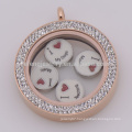 2015 fashion design double crystal rose gold charms locket design for women wholesale